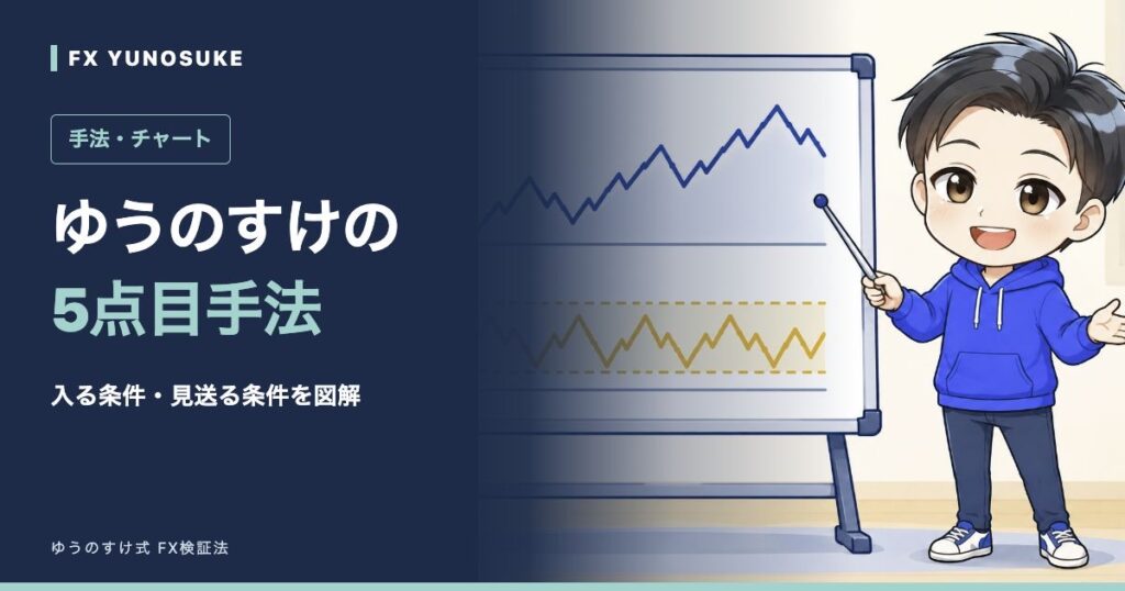 ゆうのすけの｜5点目手法。ゆうのすけの解説イラスト。