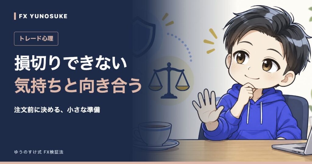 損切りできない｜気持ちと向き合う。ゆうのすけの解説イラスト。