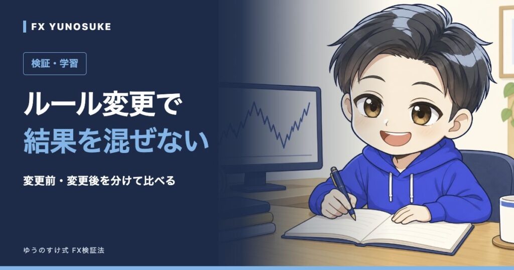 ルール変更で｜結果を混ぜない。ゆうのすけの解説イラスト。