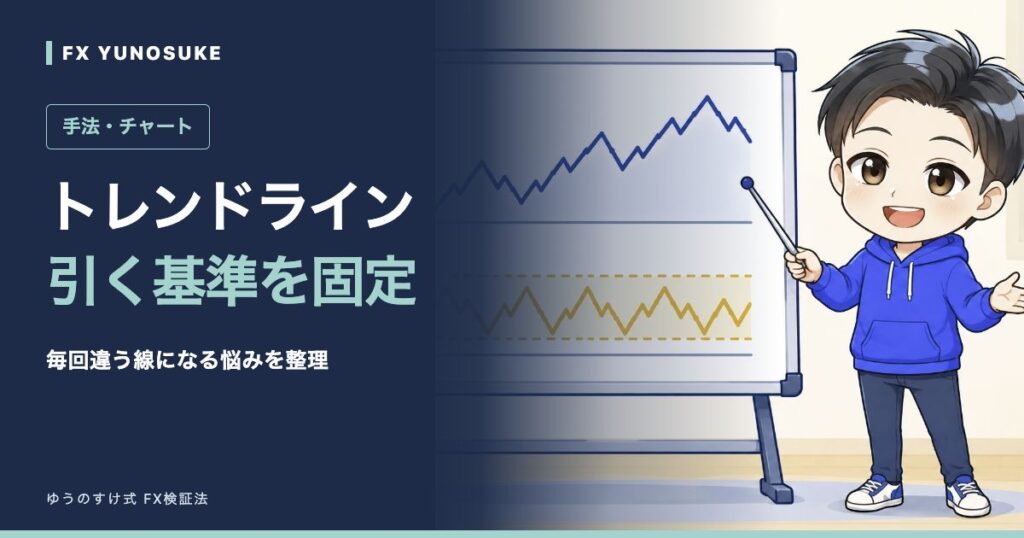 トレンドライン｜引く基準を固定。ゆうのすけの解説イラスト。